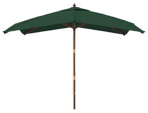 Umbrelă de grădină stâlp din lemn, verde, 300x300x273 cm