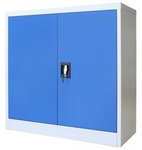 Dulap de birou, metal, 90 x 40 x 90 cm, gri si albastru - V245978V