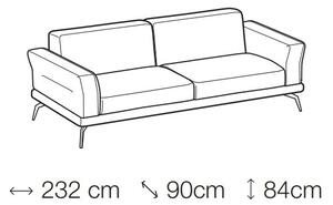 Canapea Estela Fixa cu Benzi Elastice si Spuma Poliuretanica, 3 Locuri, l232xA90xH84 cm