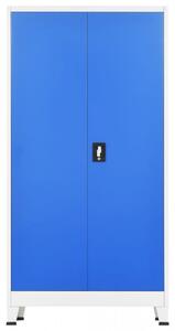 Dulap vestiar cu 2 usi, metal, 90x40x180 cm, gri si albastru - V245980V