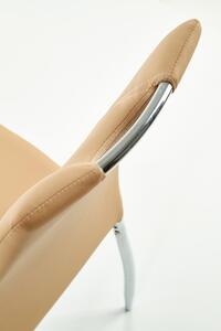 Scaun tapitat cu piele ecologica, cu picioare metalice Kai-187 Bej / Crom, l46xA56xH97 cm