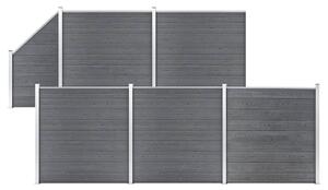 Set panouri gard, 5 pătrate + 1 oblic, gri, 965 x 186 cm, WPC