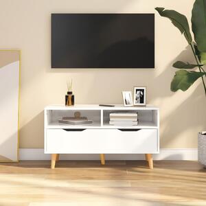 Comodă TV, alb extralucios, 90x40x48,5 cm, lemn prelucrat