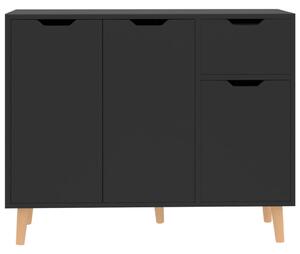 Servantă, negru extralucios, 90x30x72 cm, lemn prelucrat