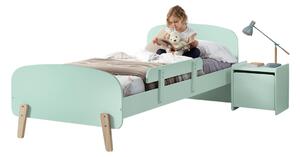 Set Mobila dormitor din lemn de pin si MDF, pentru copii 5 piese Kiddy Verde Mint, 200 x 90 cm