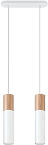 Sollux Lighting Pablo lampă suspendată 2x40 W alb-lemn SL.0629