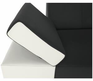 Colţar tapiţat, alb/negru, model stânga, MARBELA 2+3