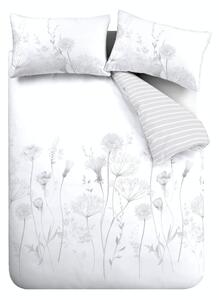 Lenjerie de pat Catherine Lansfield Meadowsweet Floral, 200 x 200 cm, alb - gri
