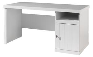 Masa de birou din lemn de pin si MDF cu 1 usa, pentru copii Robin Alb, L150xl70xH75,5 cm