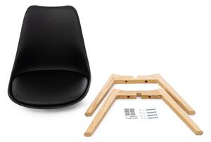 Set 2 scaune cu picioare din lemn de fag Bonami Essentials Retro, negru
