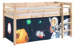 Pat etajat din lemn de pin, cu spatiu de joaca pentru copii Pino Space Natural, 200 x 90 cm