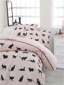 Lenjerie de pat cu cearșaf pentru pat dublu Cats, 200 x 220 cm