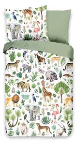 Lenjerie de pat din bumbac pentru copii Good Morning Jungle, 100 x 135 cm