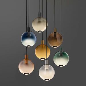 OLEV lampă suspendată LED BEAM STICK NUANCE, maro, Ø 20 cm, 927, reglabil, Maro / Rugină, Camera de zi / sufragerie, Sticlă, Design
