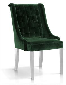 Scaun tapitat cu stofa, cu picioare din lemn Prince Velvet Verde / Alb, l55xA70xH105 cm