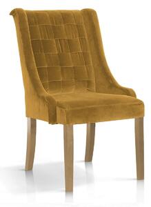 Scaun tapitat cu stofa, cu picioare din lemn Prince Velvet Galben / Stejar, l55xA70xH105 cm