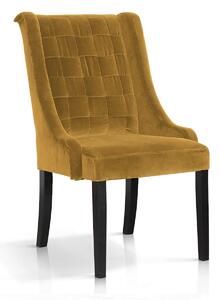 Scaun tapitat cu stofa, cu picioare din lemn Prince Velvet Galben / Negru, l55xA70xH105 cm