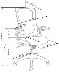 Scaun de birou ergonomic tapitat cu stofa Ignus Gri / Gri deschis, l66xA63xH104-114 cm