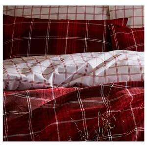 Lenjerie de pat din bumbac Catherine Lansfield Brushed Tartan, 200 x 200 cm, roșu