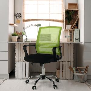 KONDELA Scaun de birou, plasă verde/ţesătură neagră, APOLO