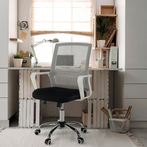 Scaun de birou, plasă gri/ material negru / plastic alb, APOLO