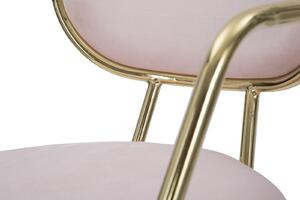 Set 2 scaune tapitate cu stofa, cu picioare metalice Thin Velvet Rose / Auriu, l54xA57xH76 cm