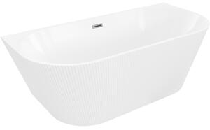 Cadă de baie independentă Mexen Oris cu caneluri 150 x 75 cm, alb lucios, preaplin grafit, 52871507500-95