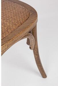 Scaun din lemn de ulm, cu sezut din ratan natural Globo Maro, l45xA53xH93 cm