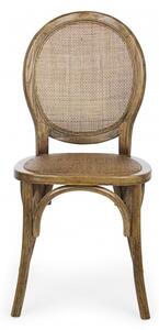 Scaun din lemn de ulm, cu sezut din ratan natural Globo Maro, l45xA53xH93 cm