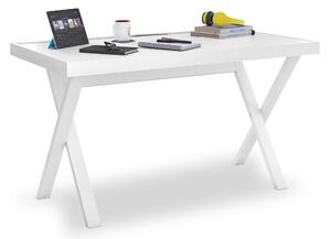 Masa de birou din pal si metal, pentru tineret Young Alb, L130xl70xH75,5 cm