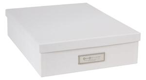 Cutie de depozitare cu etichetă pentru documente Bigso Box of Sweden Oskar, format A4, alb