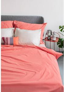 Lenjerie de pat din bumbac pentru o persoană Bonami Selection, 140 x 220 cm, roz corai
