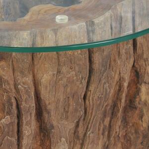 Masuta de cafea, lemn de tec si sticla, 50 x 40 cm - V245069V