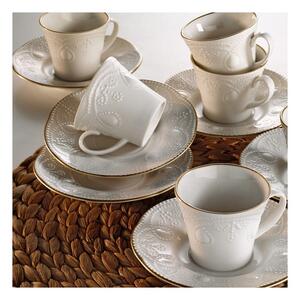 Set 6 cești din porțelan pentru cafea cu farfurie Stitched