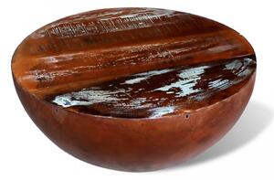 Masuta cafea, forma de bol, baza din otel, lemn masiv reciclat - V241648V