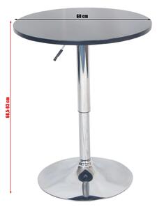Masă de bar cu înălţime reglabilă, alb, diametru 60 cm, BRANY NEW