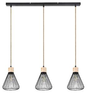 Rabalux Farfalle lampă suspendată 3x40 W negru-lemn 3149