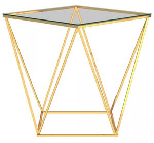 Masa de cafea, auriu/transparent, 50x50x55 cm, otel inoxidabil - V289034V