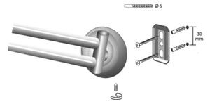 BISK Erga Deco, suport pentru prosoape cu 2 brate, alama antica, ERG-00402