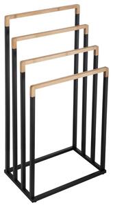 Erga Kona, suport pentru prosoape cu patru brațe 45x29x94 cm, negru-maro mat, ERG-YKA-P.KONA-4-BLK