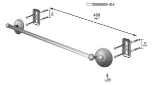 BISK Erga Deco, suport pentru prosoape 1 braț 460 mm, alamă antică, ERG-00410
