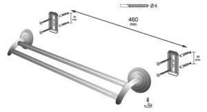 BISK Erga Deco, suport pentru prosoape cu 2 brate 610 mm, alama antica, ERG-00411