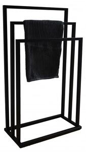 Erga Lonia, suport pentru prosoape cu trei brațe 41x22x85 cm, negru mat, ERG-YKA-P.LONIA3-BLK