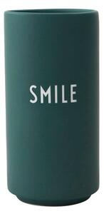 Vază din porțelan Design Letters Smile, înălțime 11 cm, verde închis
