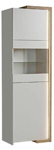 Vitrina DASAR, grej/stejar, PAL laminat/sticla, 64x40x203 cm