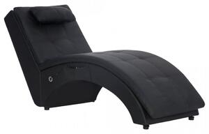 Sezlong de masaj cu perna, negru, piele artificiala - V281344V