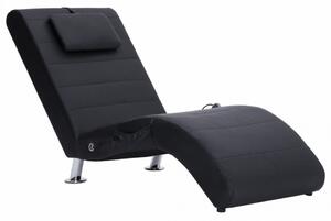 Sezlong de masaj cu perna, negru, piele artificiala - V281284V