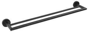 Sapho Sapho, X-ROUND BLACK suport dublu pentru prosoape 600x120mm, negru, XR401B