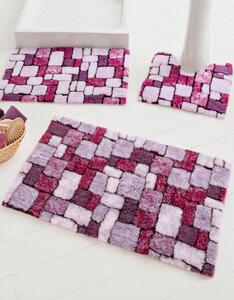 ASTOREO Covoras de baie din plus fin Mozaic - violet - Mărimea contur rotunjit 50 x 40 cm