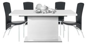 KONDELA Masă de dining culoare albă HG, 160-200x90 cm, KORINTOS